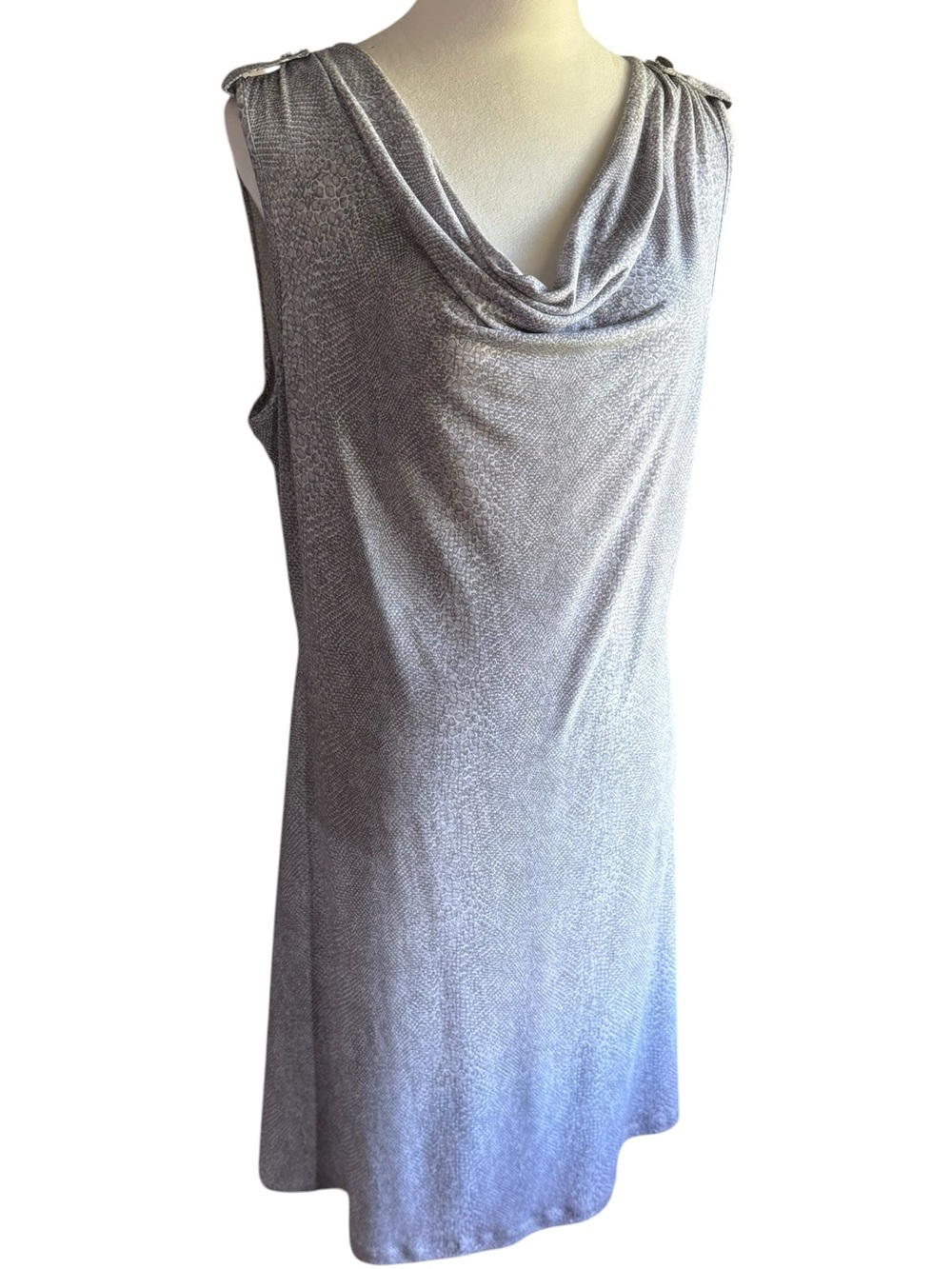 Calvin Klein Women’s Sleeveless Cowl Neck Dress - Silver Gray Snake Pattern